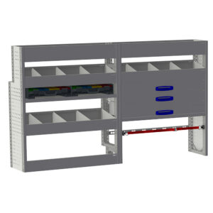 Premium inrichting "05" linkerzijde tbv VW T7 L1H1 kleur grijs/blauw