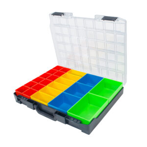 Kunststof assortimentskoffer incl. 23 inzetbakjes assorti