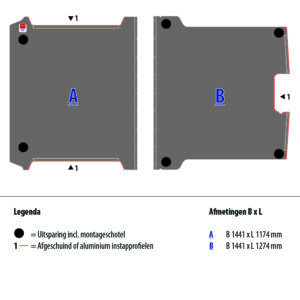 Vloerplaat 12 mm grijs tbv JUMPY L2 FWD (wielbasis 3275)