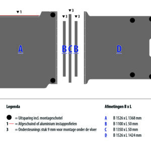 Vloerplaat 12 mm grijs tbv JUMPY L3 FWD (wielbasis 3275)